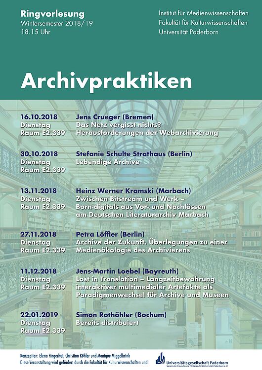 Poster der Ringvorlesung "Archivpraktiken"