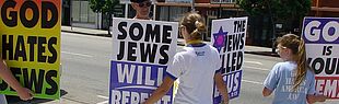 Friday, June 19, 2009  Westboro Baptist Church (Topeka, KS) members picket Beth Chayim Chadashim, a Jewish synagogue in Los Angeles, California and affiliated with Reform Judaism. Founded in 1972 as the world's first Lesbian and Gay synagogue.