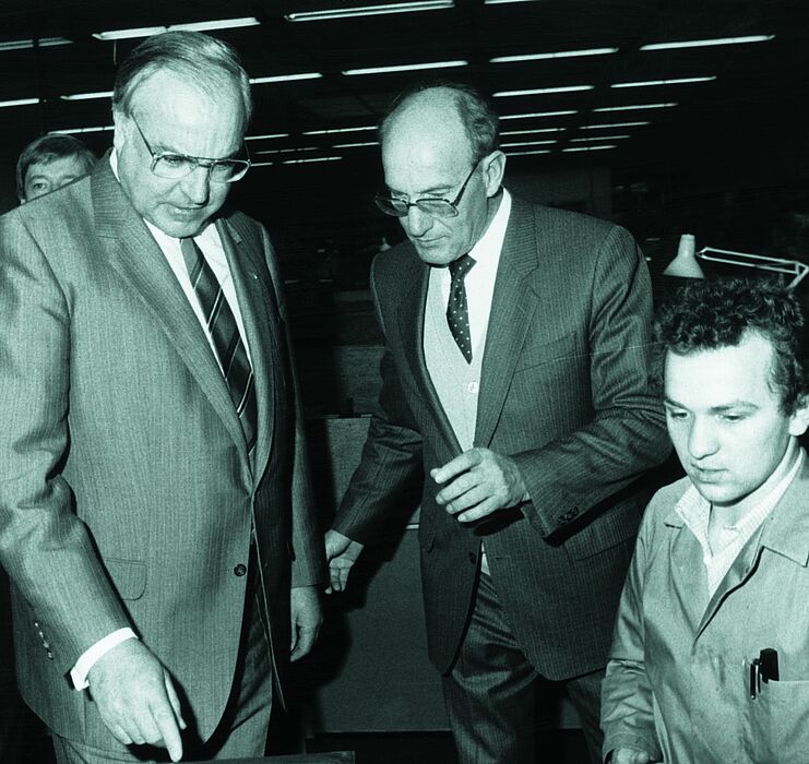 Helmut Kohl und Heinz Nixdorf bei dessen Besuch der Nixdorf Computer AG