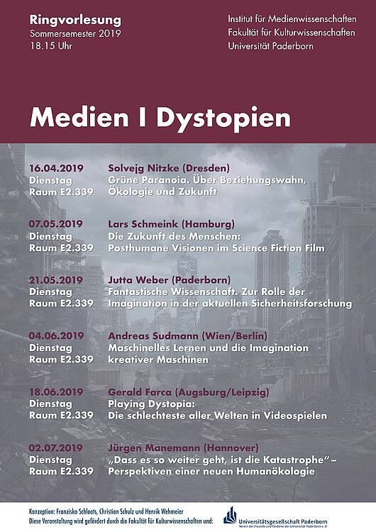Plakat Ringvorlesung "Medien | Dystopien"