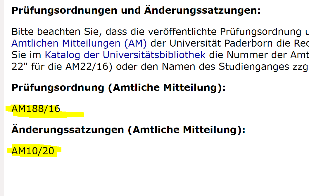 Screenshot aus dem Campusmanagementsystem.