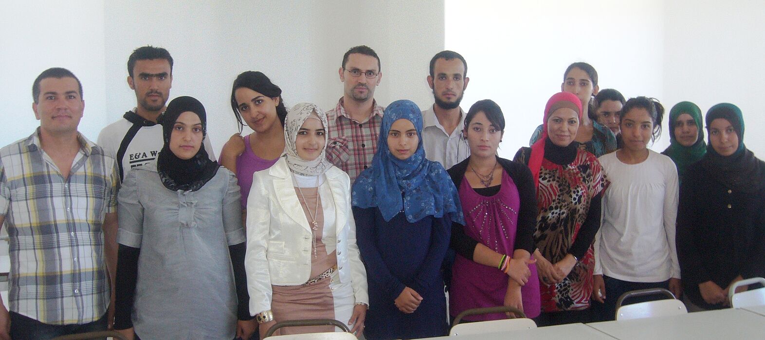 Foto (Universität Mahdia, Dr. Chaouki Kacem): Leiter der Veranstaltung in Tunesien: Dr. Chaouki Kacem (1. v. li.) als Repräsentant der tunesischen Teilnehmer der Veranstaltung.