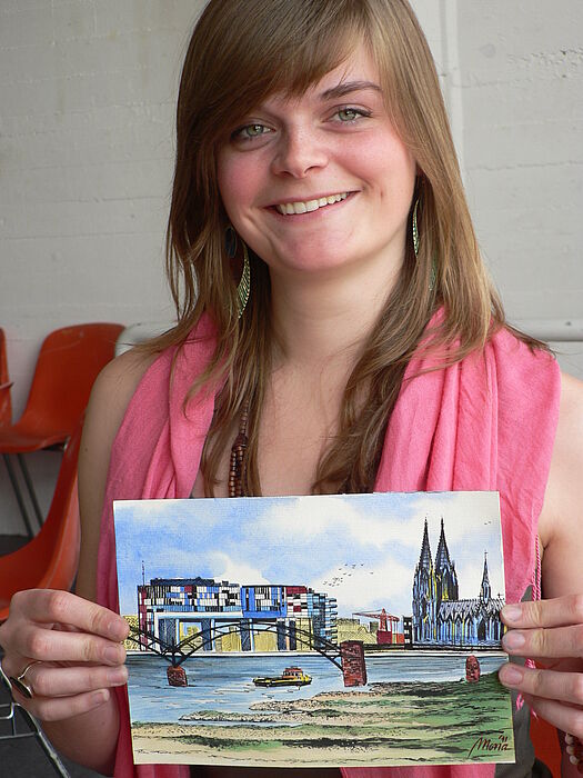 Foto: Der Kölner Dom, gemalt von Mona Mombeck.