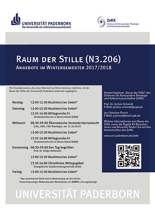 Raum der Stille – Angebot im Wintersemester 2017/18
