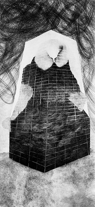 Eulen.zischen, 2013, Bleistift auf Papier, 140 x 75 cm
