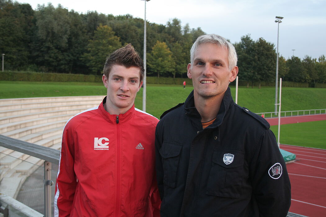 Foto: Arthur Kleiber und sein Trainer Alexander Bade (v. l.) verfolgen große Zehnkampf-Ziele