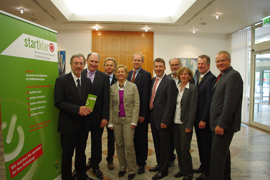 Prof. Dr. Richard Merk, Fachhochschule des Mittelstands| Hans-Jürgen Nolting, StadtSparkasse Bad Oeynhausen| Herbert Weber, OstWestfalenLippe Marketing GmbH | Nicola Weber, Pro Wirtschaft GT| Axel Martens, IHK Lippe zu Detmold | Prof. Thomas Plümer, Fac