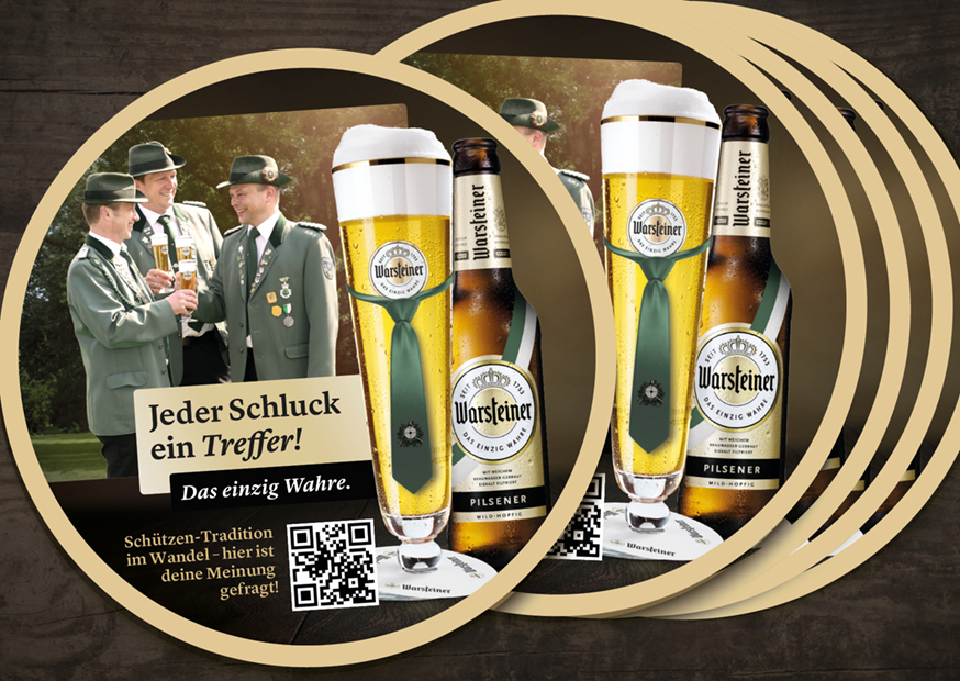 Abbildung: Postkarte „Bierdeckel mit QR-Code“