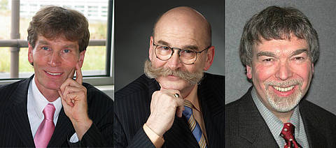 Foto (v. l.): Präsident Prof. Dr. Nikolaus Risch, Kanzler Jürgen Plato und Prof. Dr. Wilfried Hauenschild