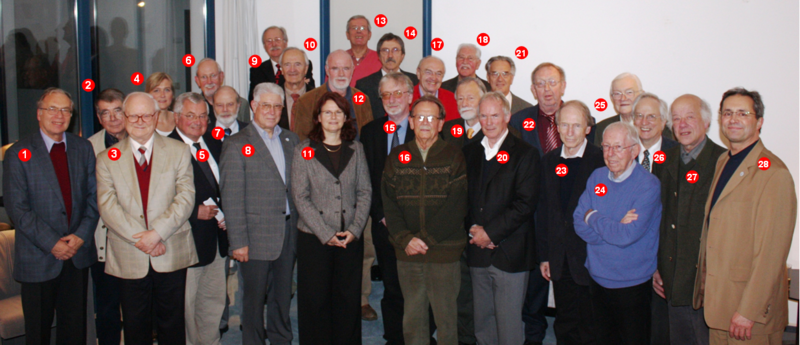 Foto: Erstes Emeriti-Treffen der Universität Paderborn am 4.11.2008 im Jenny-Aloni-Gästehaus (v. li.): Prof. Dr. Karl-Heinz Schmidt (1.), Prof. Dr. Karl-Heinz Kiyek (2.), Prof. Dr. Klaus Herrmann (3.), Alexandra Dickhoff (4.), Prof. Dr. Helmut Potente (