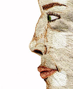 Abbildung: Facies, 2013, Stickgarn auf Leinen, Hanna Bohnekamp.