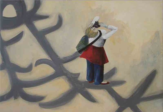 Abbildung: Aus der Serie „gente di primavera“ 2009/2010 von Alexandra Knie, Acryl auf Leinwand, 30x40 cm.