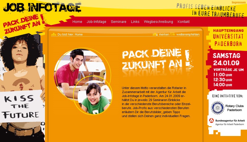 Abbildung: Website zu den Job-Infotagen