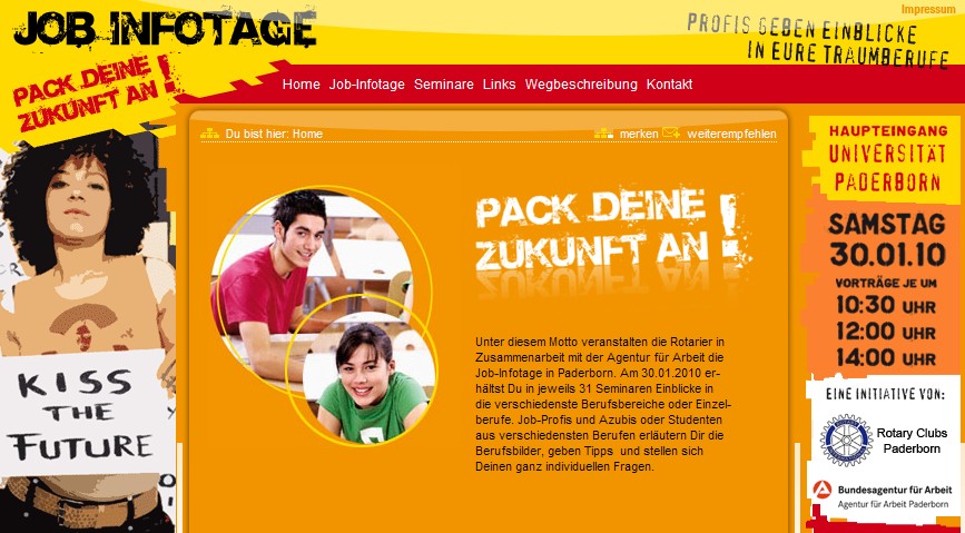 Abbildung: Website zu den Job-Infotagen