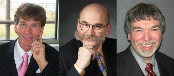 Foto (v. l.): Präsident Prof. Dr. Nikolaus Risch, Kanzler Jürgen Plato,  und Prof. Dr. Wilfried Hauenschild